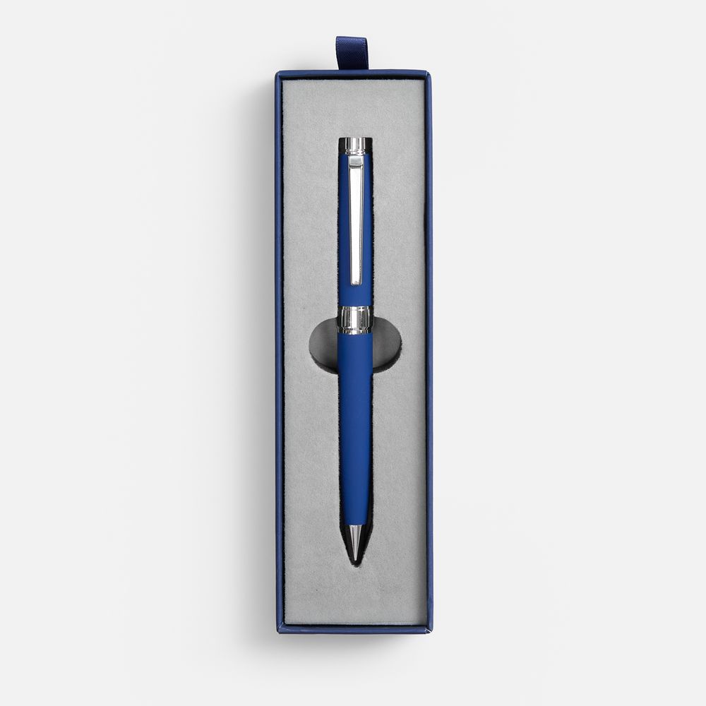 Ручка шариковая Broad Ring Soft Touch в футляре, синяя-1