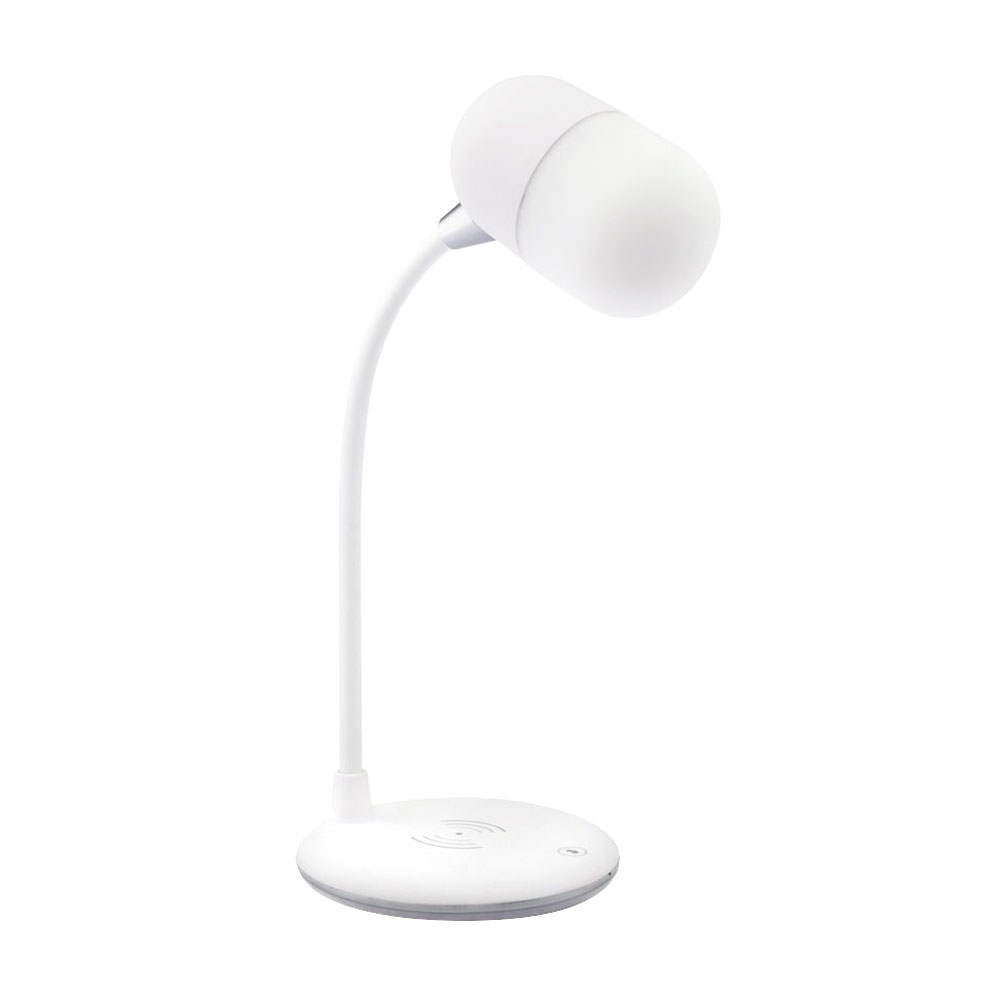 Лампа с колонкой и беспроводной зарядкой Alladin, Белый-0