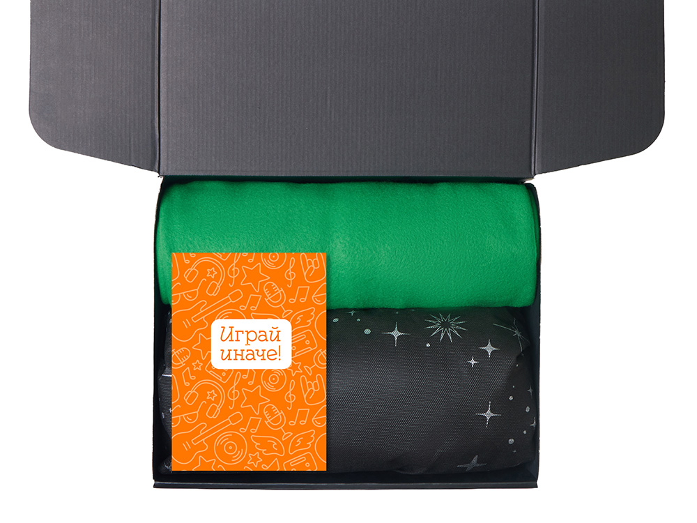 Подарочный набор с пледом, свечой и диффузором, зеленый-2