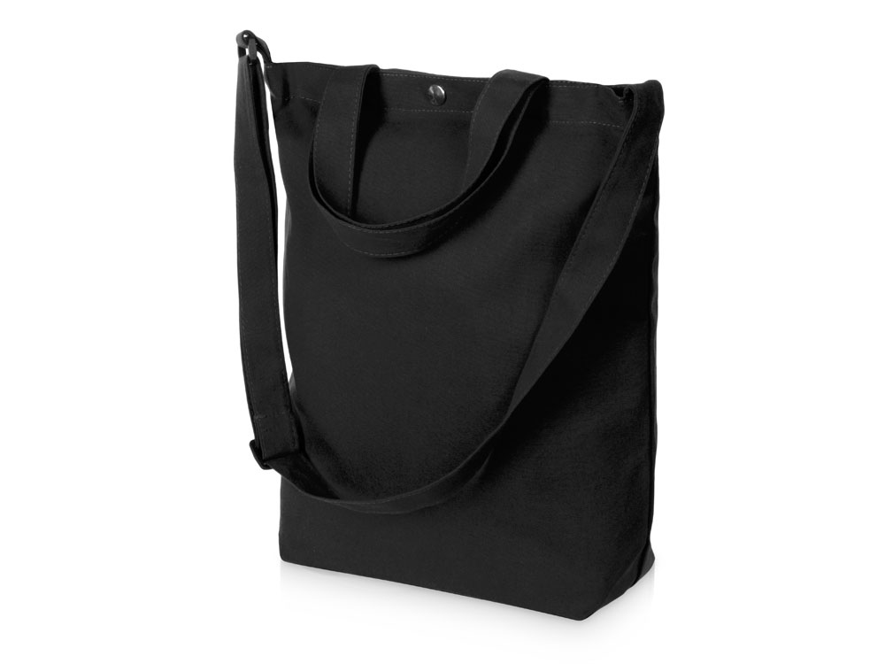 Сумка Helfer из хлопка на кнопке с регулирующейся лямкой, черный-1