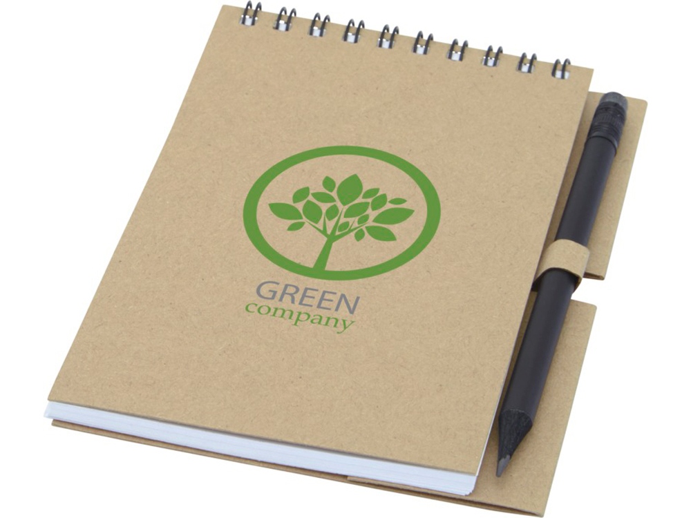 Блокнот Luciano Eco на пружине, с карандашом, маленький, натуральный-4