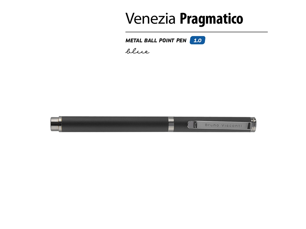 Ручка металлическая шариковая Venezia Pragmatico софт-тач,черный-1