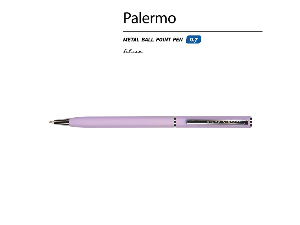 Ручка шариковая автоматическая BrunoVisconti® PALERMO цвет корпуса сиреневый, soft-touch, 0.7 мм-1