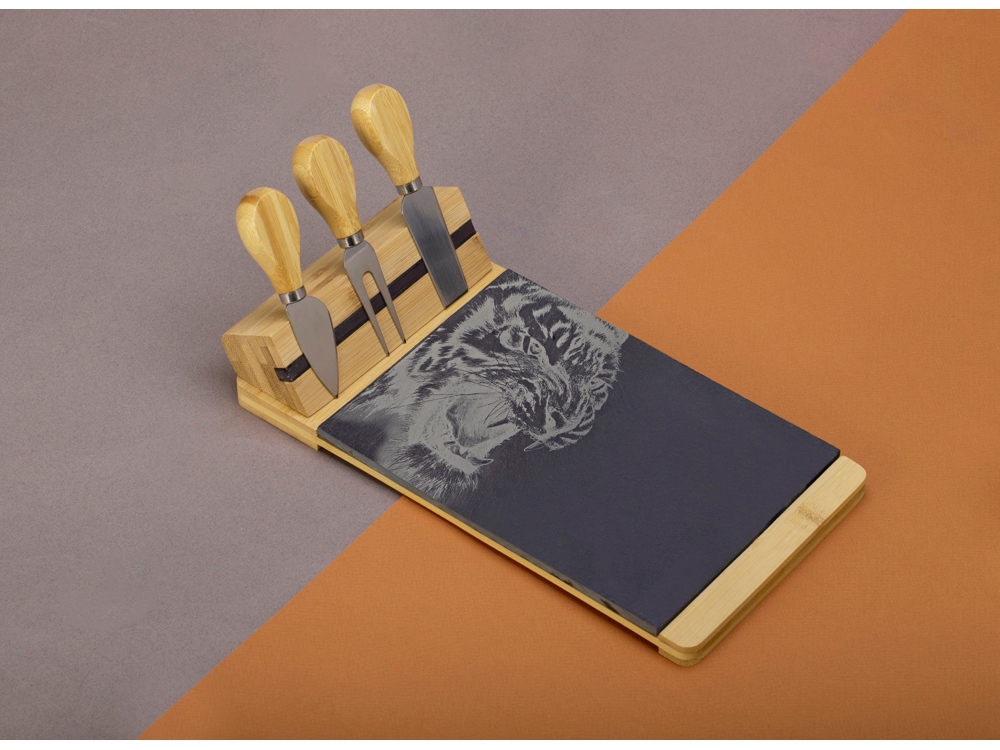 Набор для сыра из сланцевой доски и ножей Bamboo collection Taleggio-3