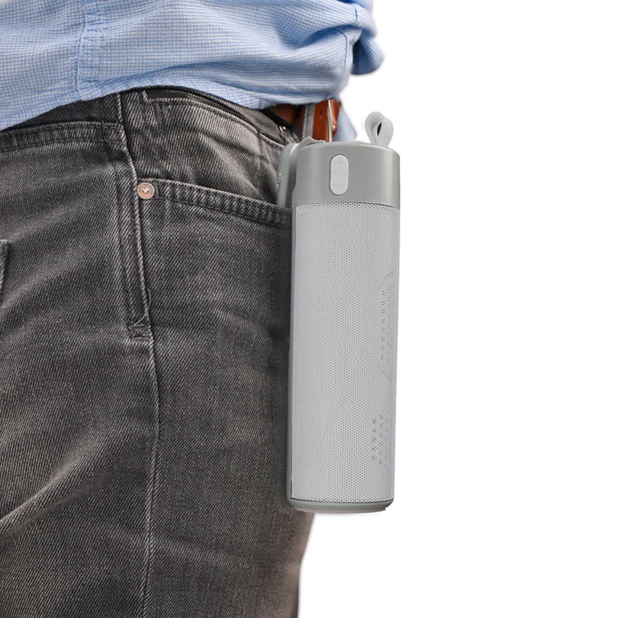 Bluetooth колонка TURBO TUBE с зарядным устройством (2000mAh) и моноподом , белый, серый-11