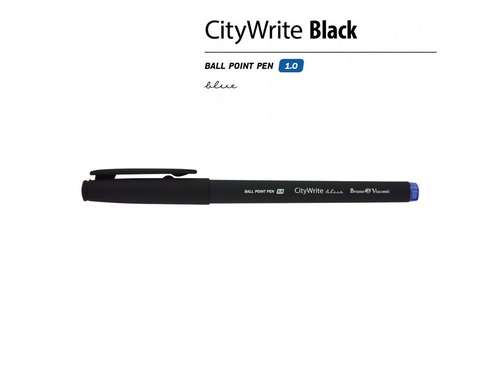 Ручка CityWrite.BLACK шариковая, черный пластиковый корпус, 1.0 мм, синяя-1