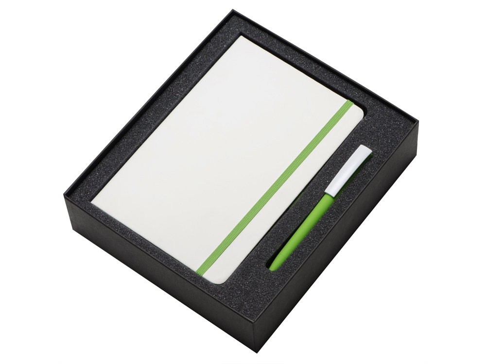 Подарочный набор Jacque white 2.0. с ручкой и блокнотом, зеленое яблоко-1