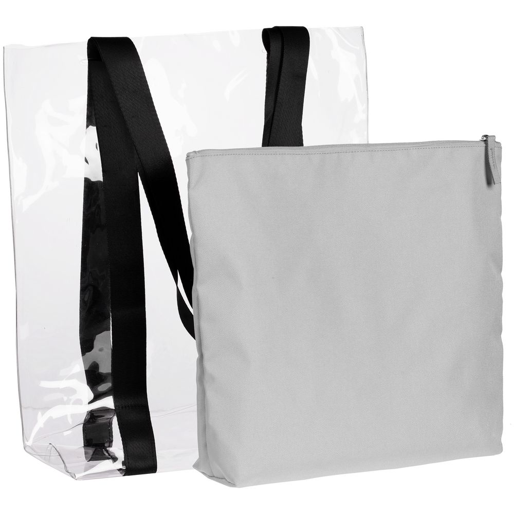 Шопер Clarity с серым органайзером, прозрачный-2