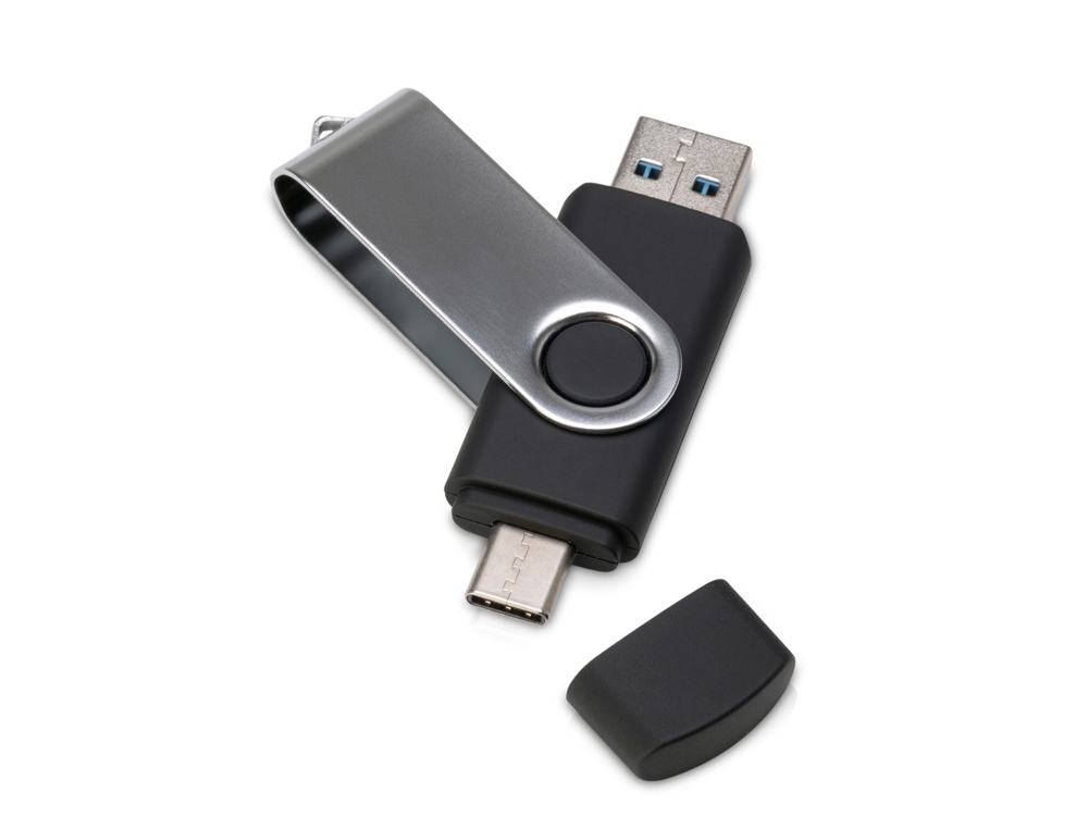 USB3.0/USB Type-C флешка на 32 Гб Квебек C, черный-0
