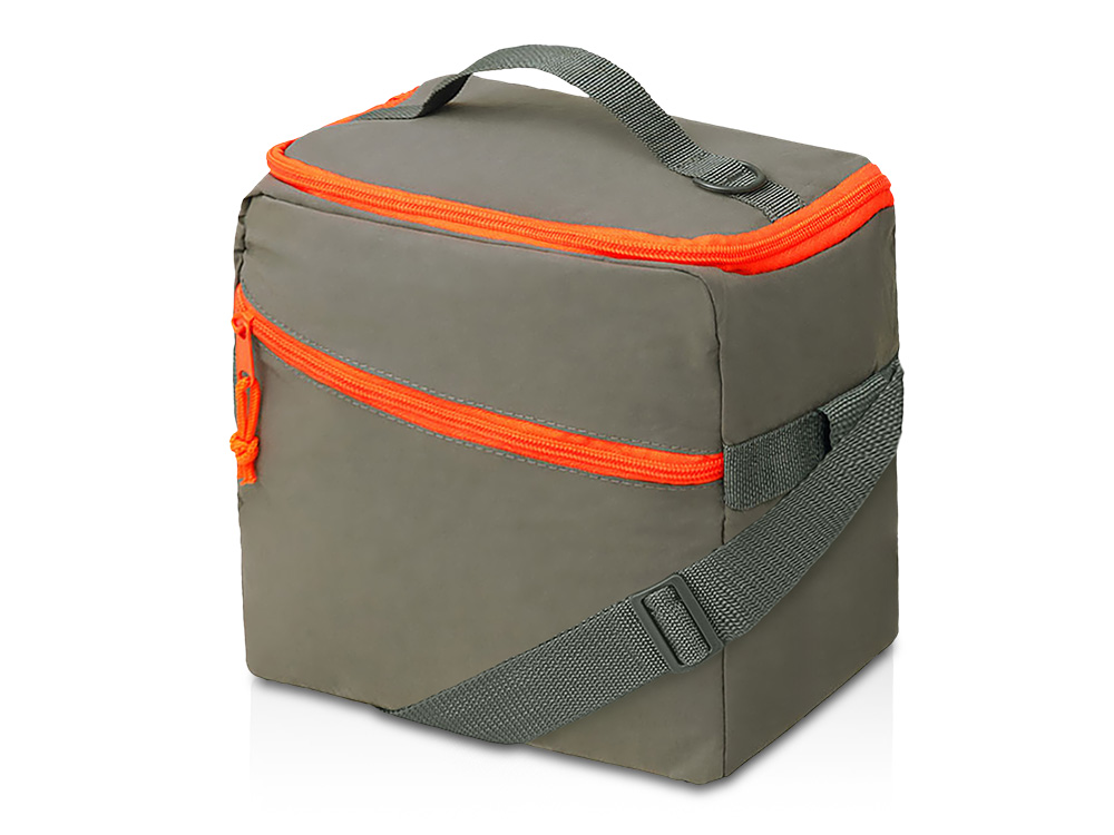 Изотермическая сумка-холодильник Neo Classic c контрастной молнией, серый/оранжевый-0