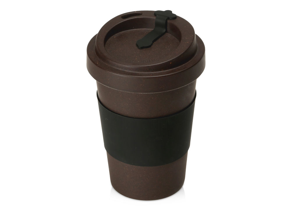 Стакан из кофе с силиконовой манжетой Latte, коричневый-1