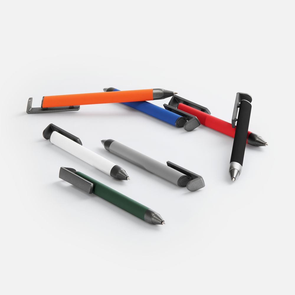 Ручка шариковая Standic с подставкой для телефона, зеленая-4