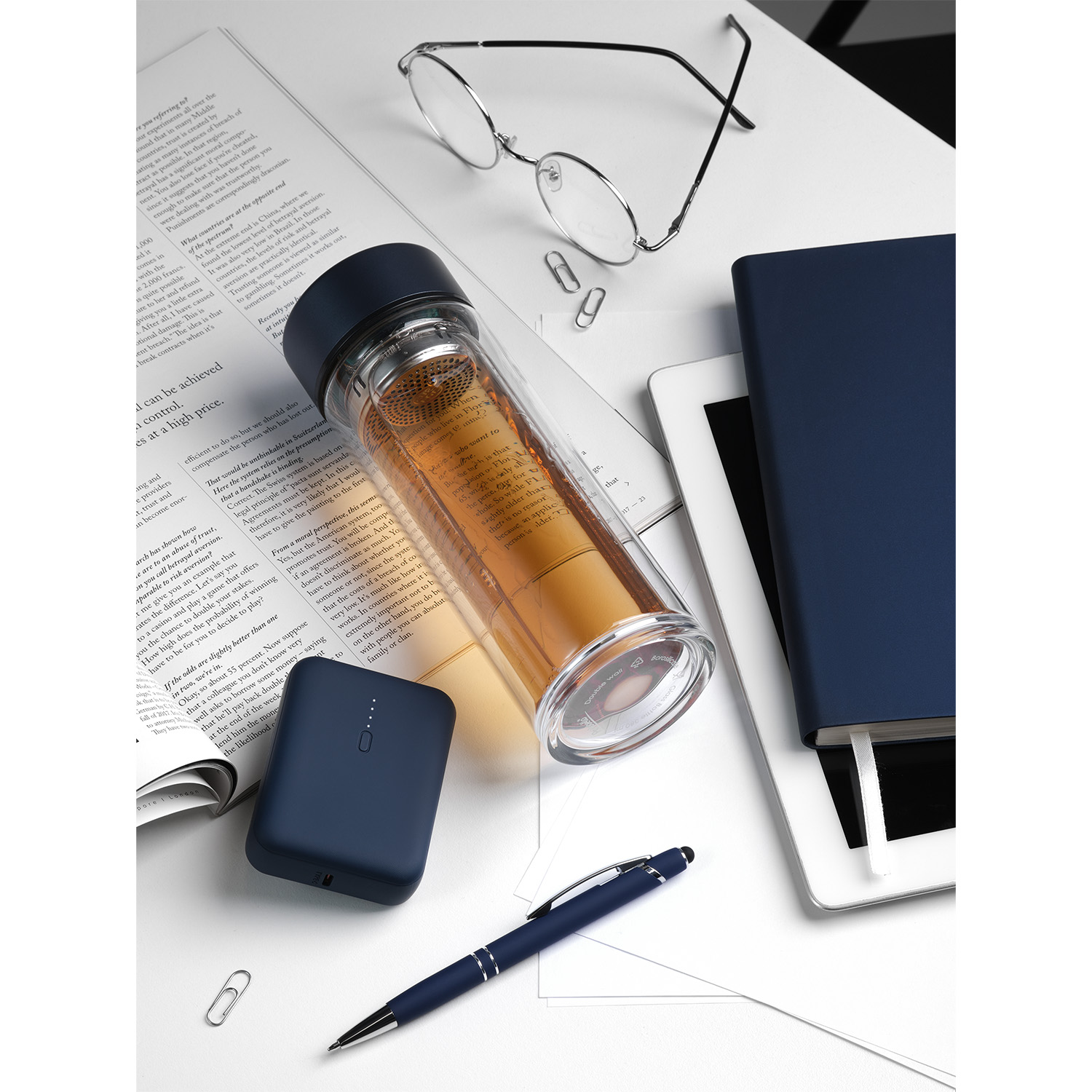 Бутылка стеклянная с двойными стенками Аравия (Aravia), синяя-7