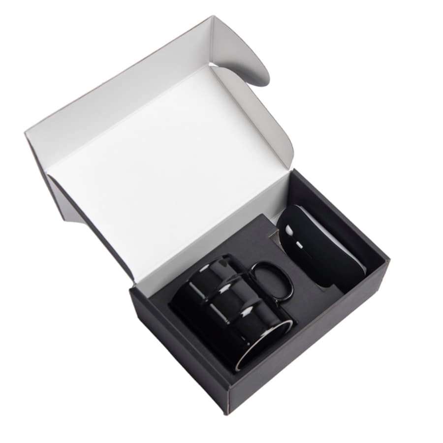 Набор подарочный HARD WORKER: кружка, мышь беспроводная, коробка, черный, черный-1