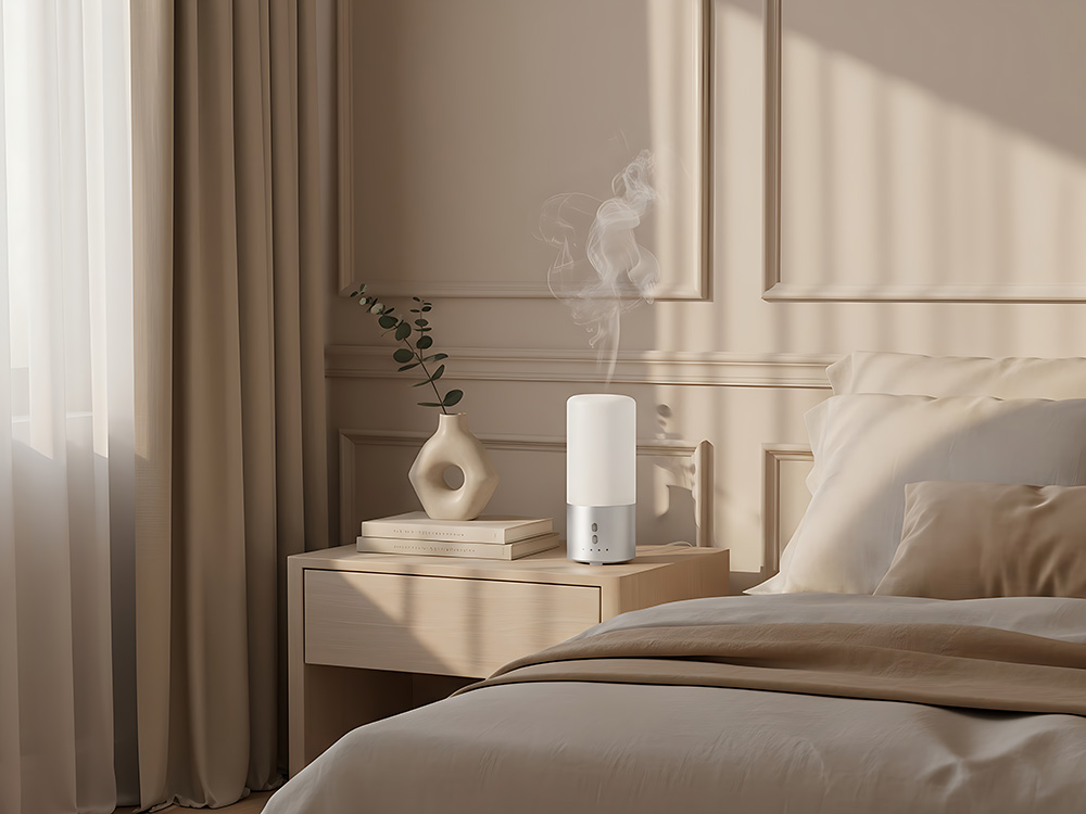 Увлажнитель воздуха с подсветкой Breathe, белый/серебристый-11