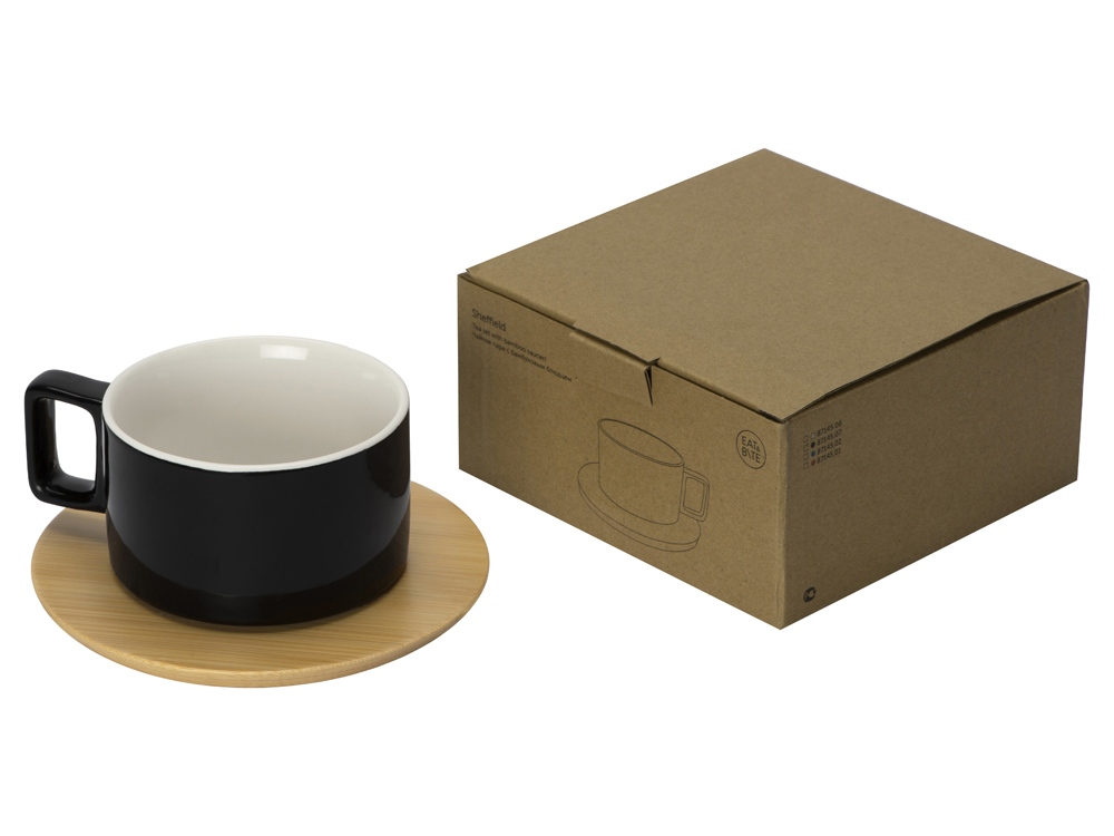 Набор чашка с бамбуковым блюдцем Sheffield, черный-5