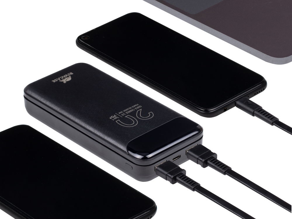 RIVACASE VA2582 (20 000mAh), QC/PD 22.5W внешний аккумулятор с дисплеем, черный /24-12