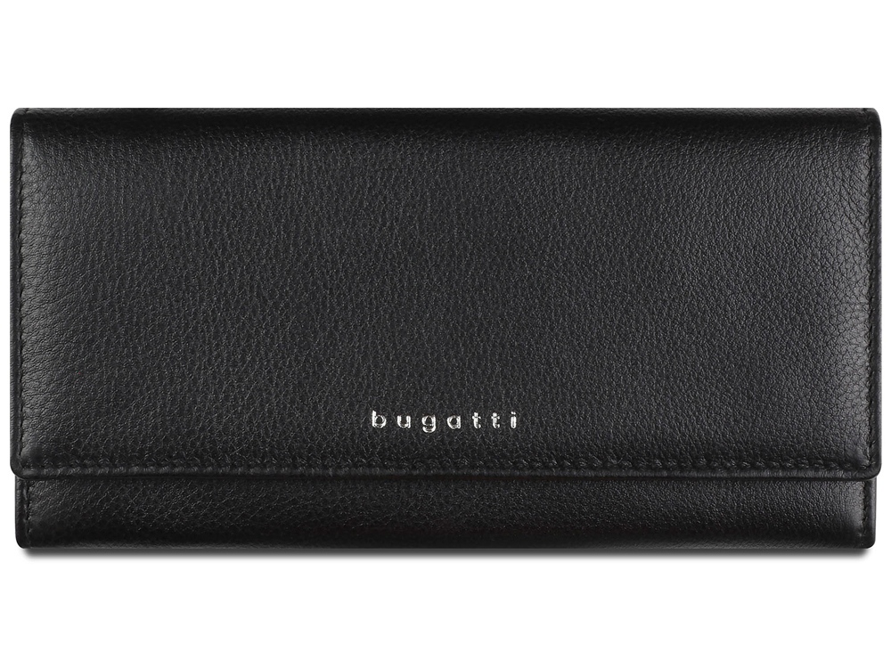 Кошелёк женский BUGATTI Lady Top, чёрный, натуральная воловья кожа, 20х2,5х10,5 см-1