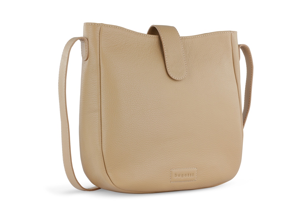 Сумка женская BUGATTI Elsa, песочного цвета, воловья кожа/полиэстер, 29х8х27 см-0