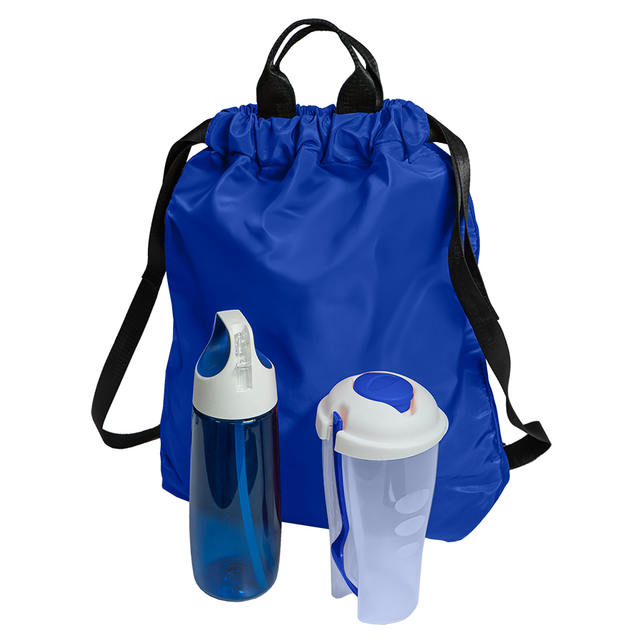 Набор подарочный FITKIT: бутылка для воды, контейнер для еды, рюкзак, синий, синий-0