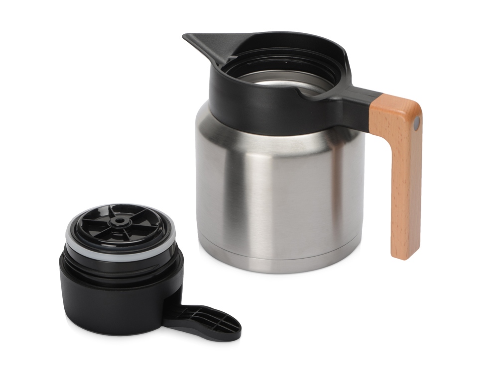 Кофепот с деревянной ручкой, 850 мл, серебристый-4