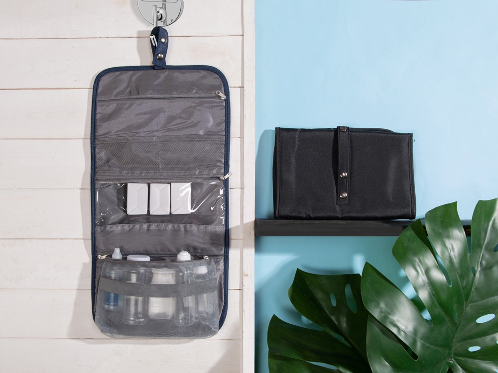 Несессер для путешествий со съемной косметичкой Flat, черный-9