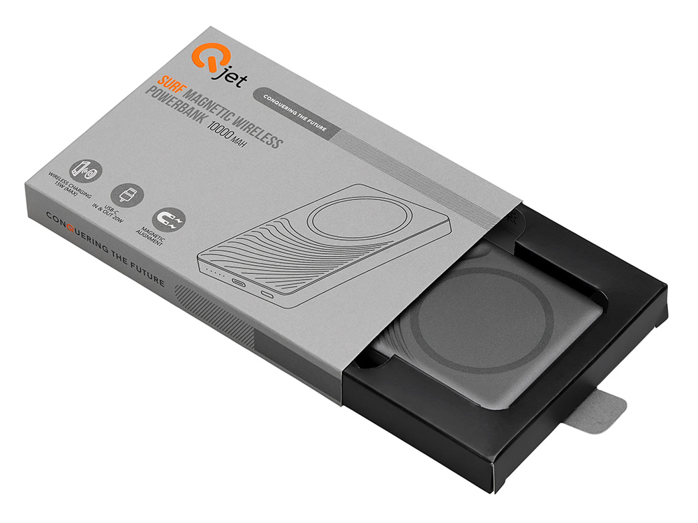 Магнитный беспроводной внешний аккумулятор, QC/PD Сёрф, 10000 мАч, серый-7