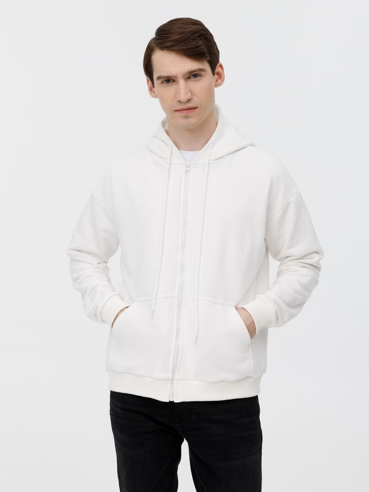 Толстовка унисекс оверсайз на молнии Zippy Terry, белая-6