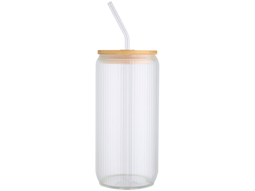 Ёмкость Mirage из боросиликатного стекла объемом 500 мл с одинарными стенками и крышкой из бамбука - Прозрачный-1