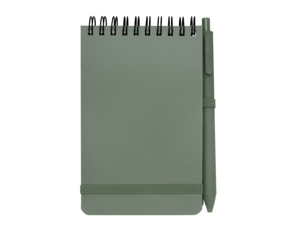 Блокнот Thalaasa формата А6 в твердой обложке из океанического пластика с шариковой ручкой - Зеленый яркий-1