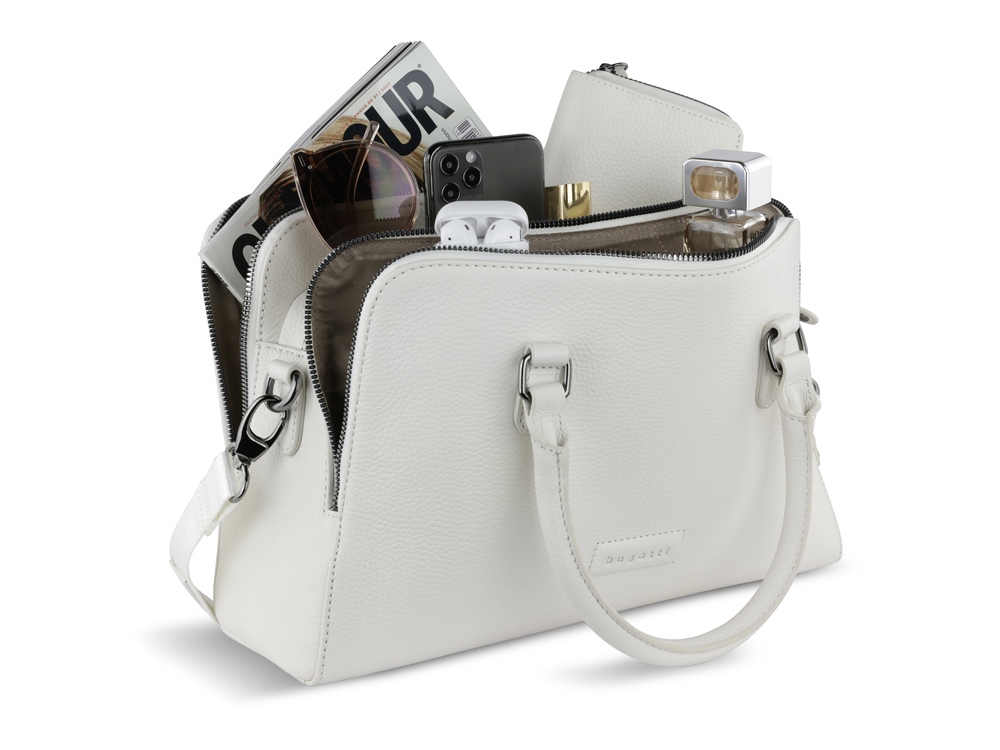 Сумка женская BUGATTI Elsa, белая, воловья кожа/полиэстер, 32х13х22 см-9