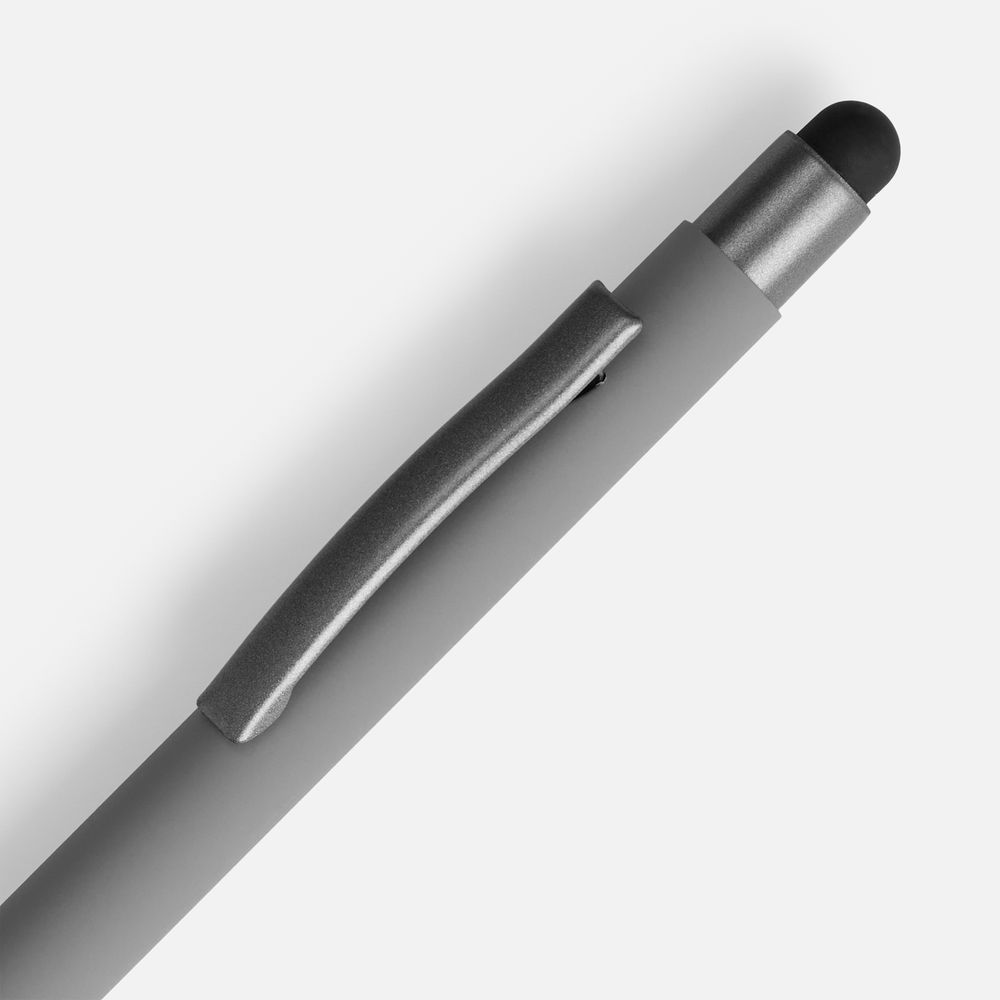 Ручка шариковая Atento Soft Touch со стилусом, серая-1