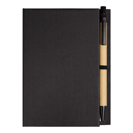 Блокнот А6 Stick and go с ручкой и набором стикеров в твердом переплете, Чёрный-2