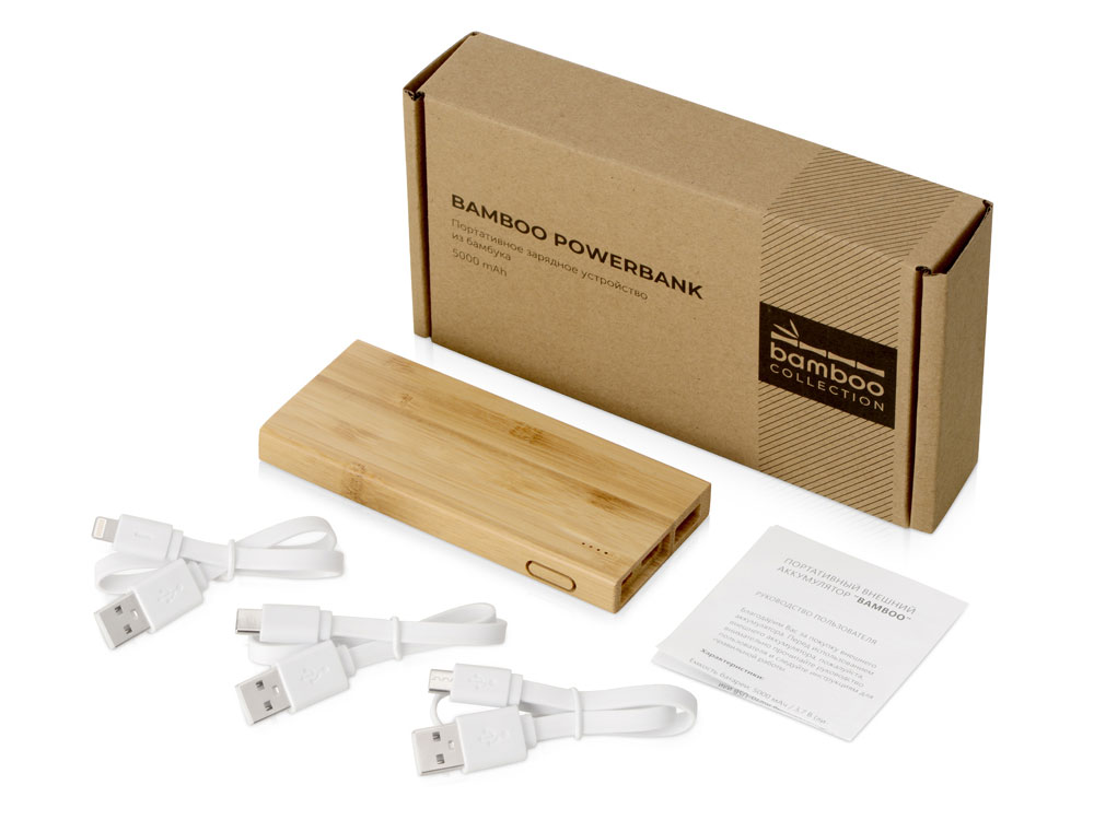 Внешний аккумулятор из бамбука Bamboo, 5000 mAh-9