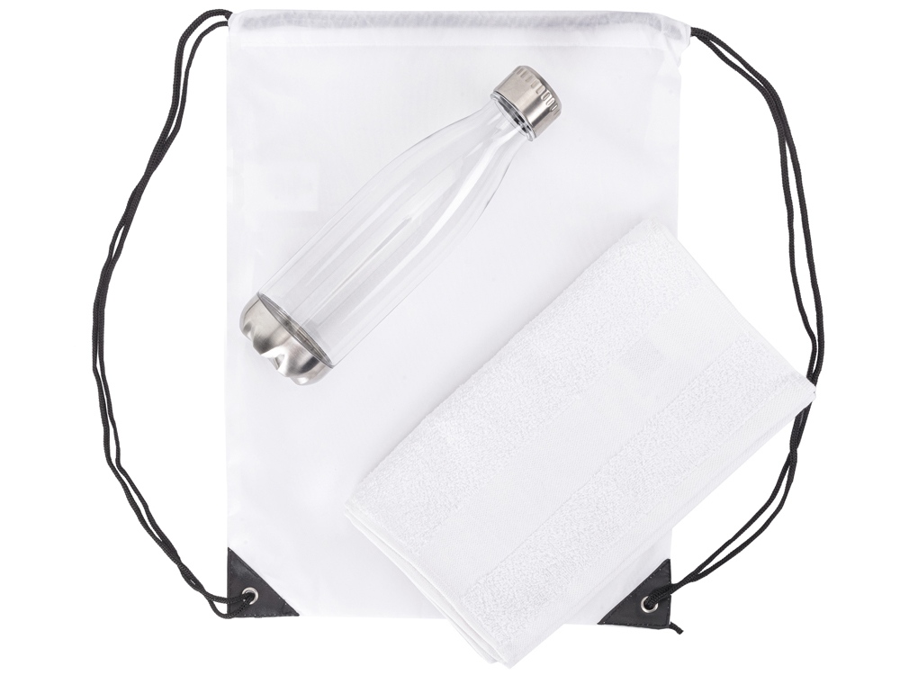 Спортивный набор с бутылкой и полотенцем Beginner, белый-1