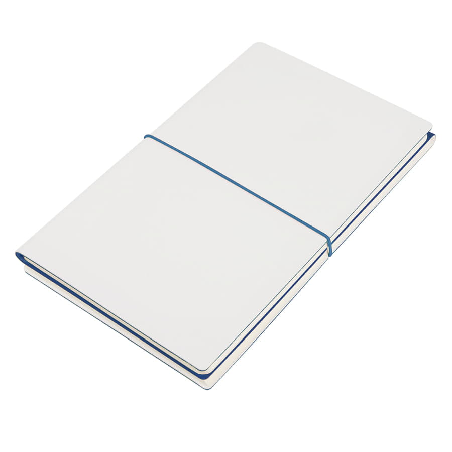 Бизнес-блокнот "Combi", 130*210 мм, бело-тем-синий, кремовый форзац, гибкая обложка, в клетку/нелин, белый, темно-синий-3