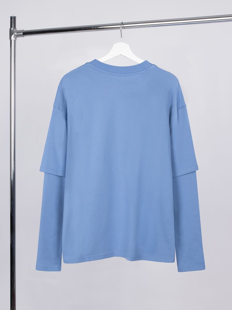 Футболка оверсайз с двойным рукавом Kosmos, синяя-2