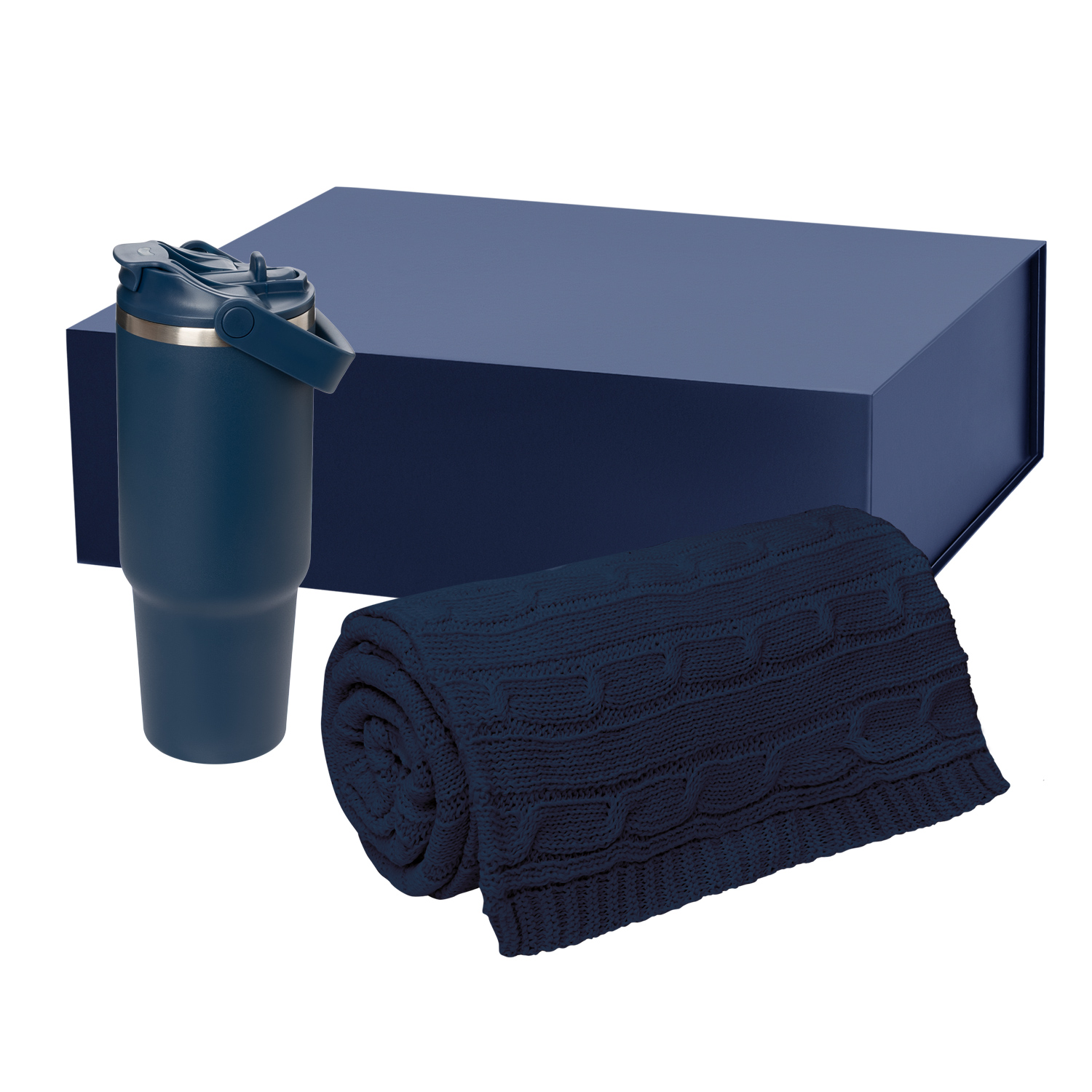 Подарочный набор Монтана (Montana), синий (плед, термокружка)-0