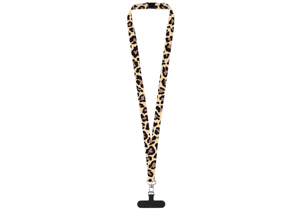 Ланъярд 2,5 см под сублимацию с трендовым карабином, замком обрыва и узким держателем для телефона из ПЭ-1