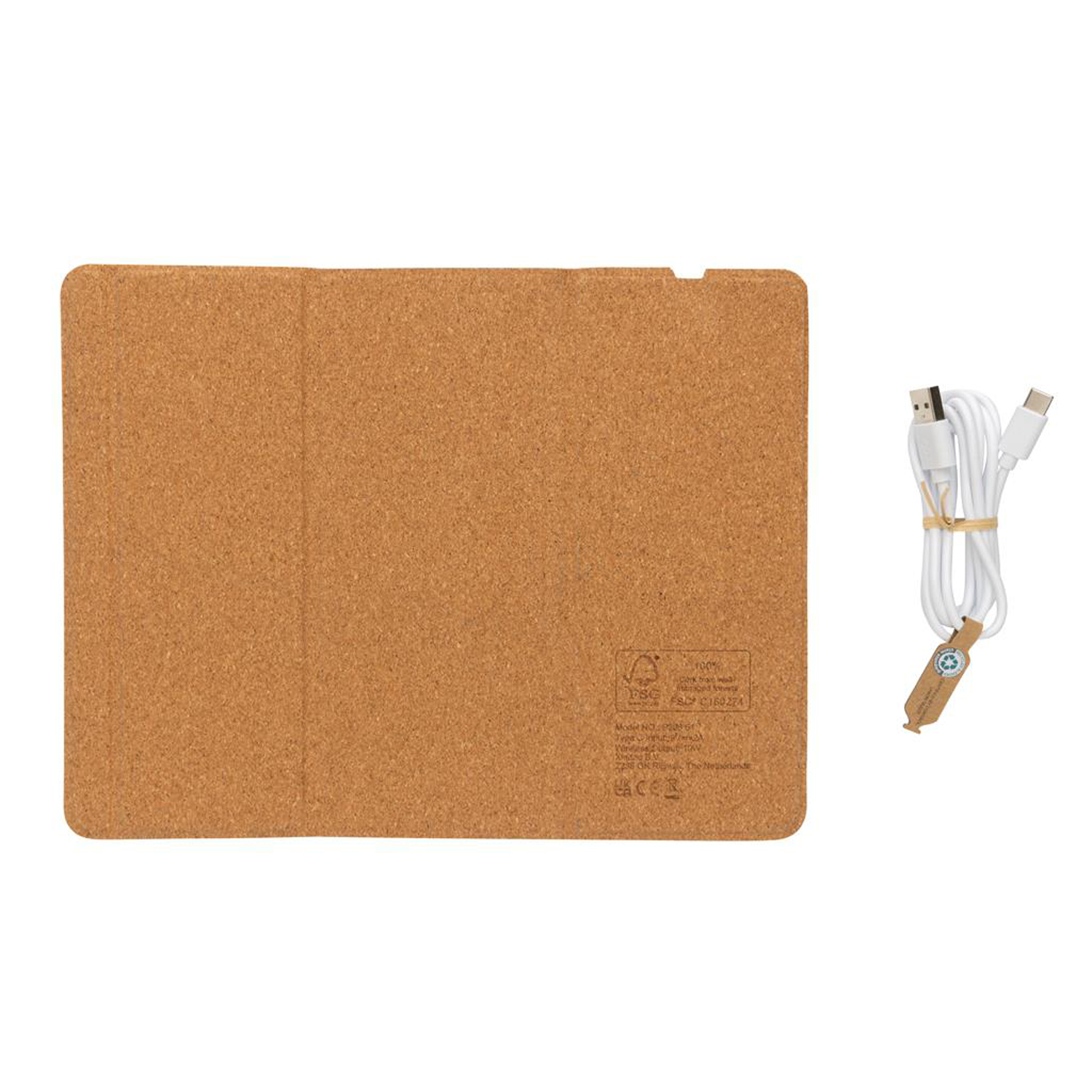 Коврик для мыши Cork с функцией беспроводной зарядки и подставки для телефона, 10 Вт-2