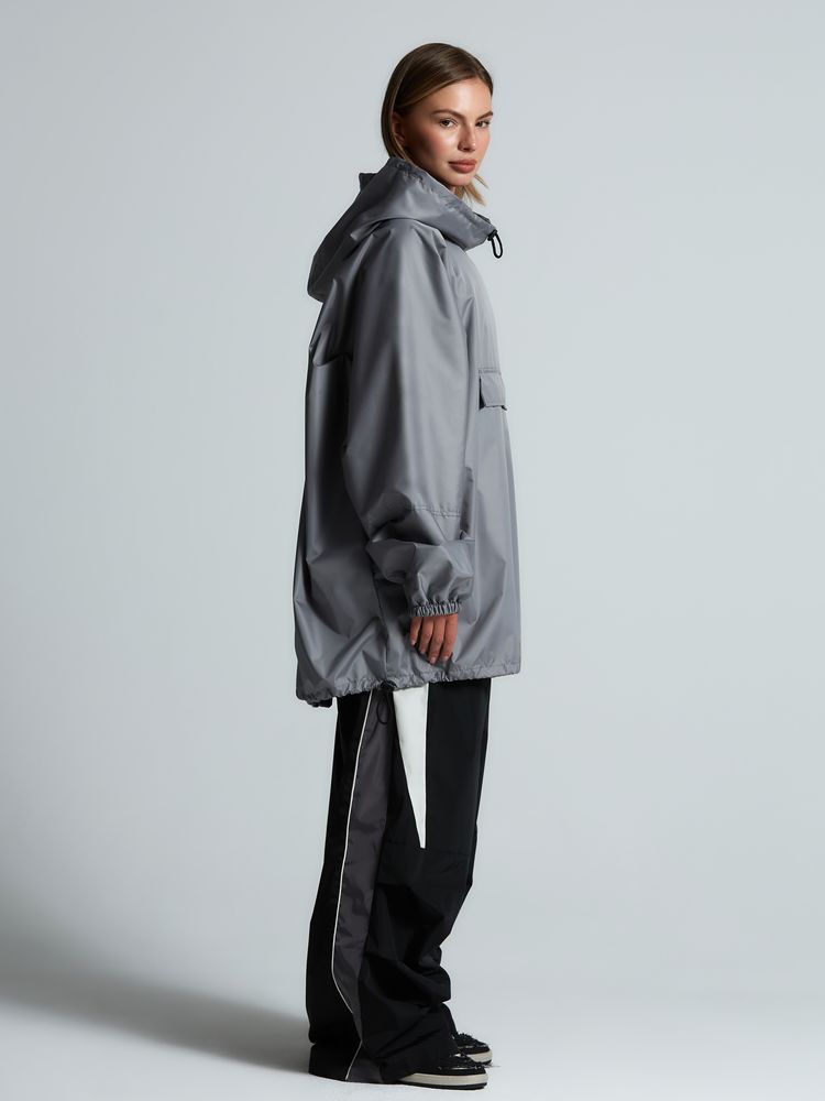 Дождевик-анорак Hard Work, укороченный, серый, единый размер-4