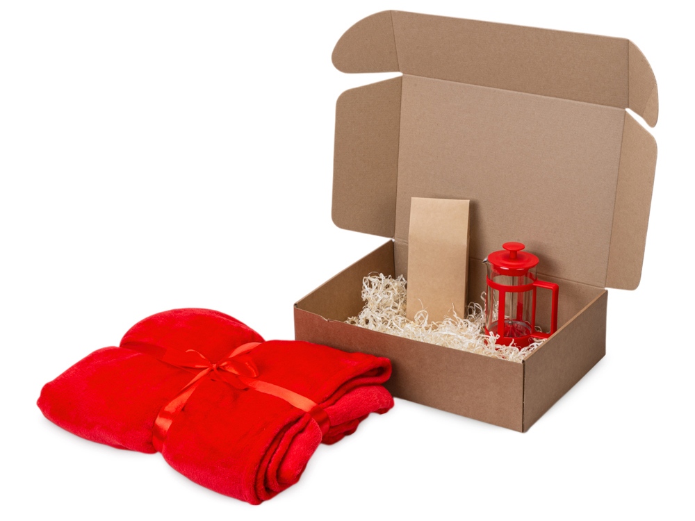 Подарочный набор Tea time с пледом, красный-1