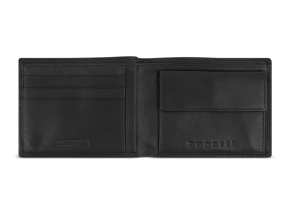 Портмоне BUGATTI ЧЕРНАЯ МАГИЯ | BLACK MAGIC, с защитой данных RFID, черное, натуральная кожа козы, 11,5х2х9 см-5