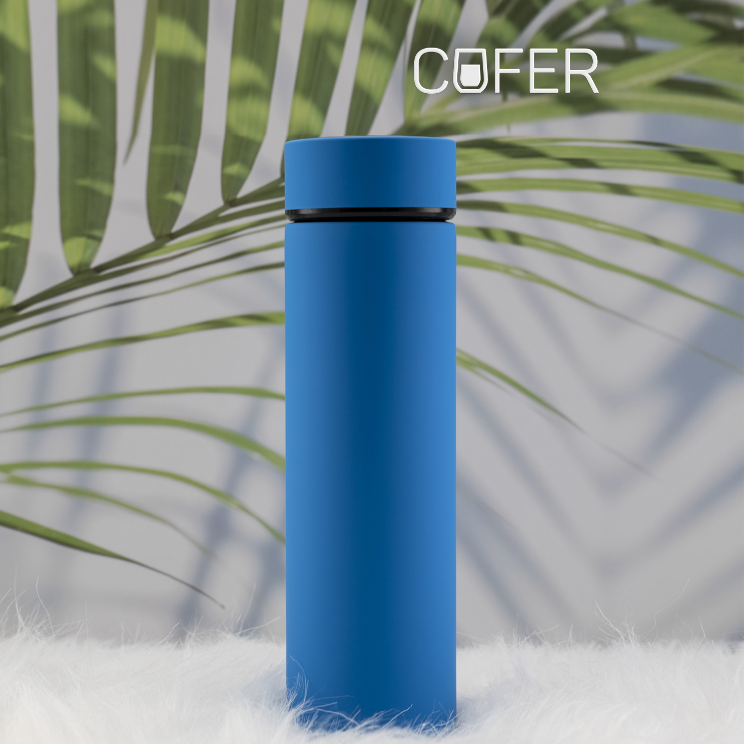 Термос Reactor софт-тач с датчиком температуры (голубой)-0