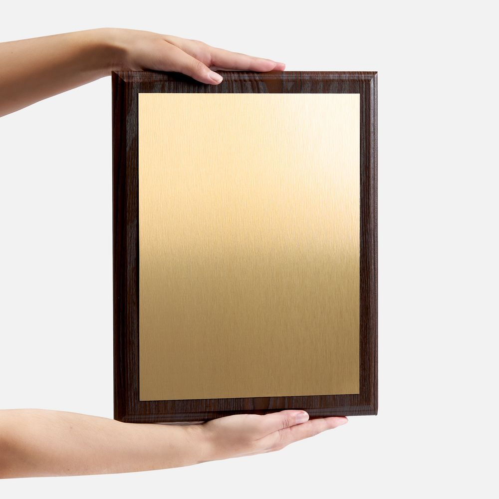 Плакетка Plaque XL, венге с золотистой пластиной-2