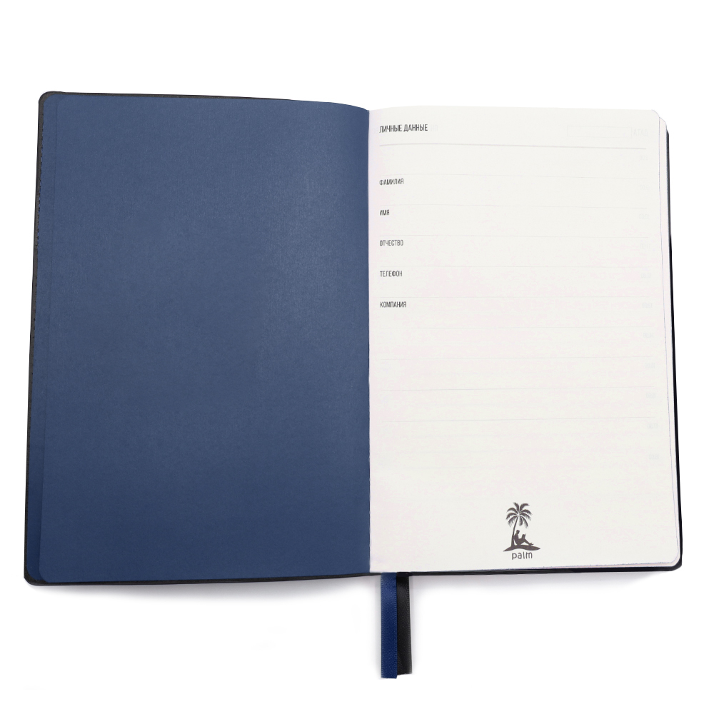 Ежедневник A5 недатированный Efemero в мягком переплёте, Черный/Темно-синий-4