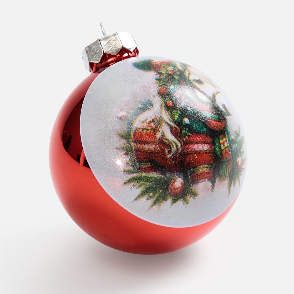 Елочный шар Finery Gloss, 10 см, глянцевый красный-3