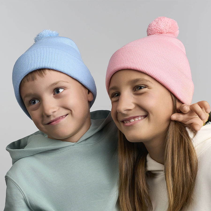 Шапка вязаная детская с помпоном KID WIND-S, светло-голубой-5