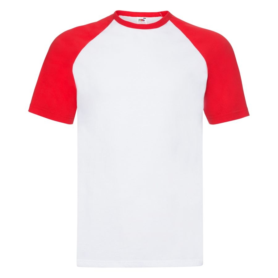 Футболка мужская SHORT SLEEVE BASEBALL T 160, красный, белый-0