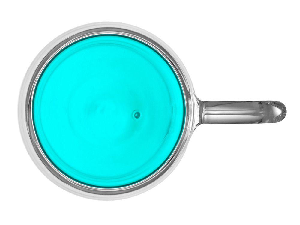 Кружка с двойными стенками с широкой ручкой и градиентным покрытием Fog, бирюзовый-3